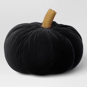 THRESHOLD Black Velvet Halloween Fall Pumpkin Decorative Pillow- 12in x 9in